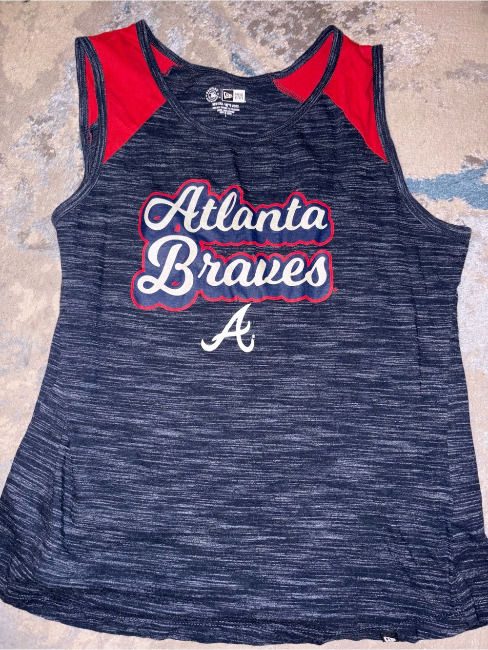 New Era Atlanta Braves Navy and Red Women's Tank Top